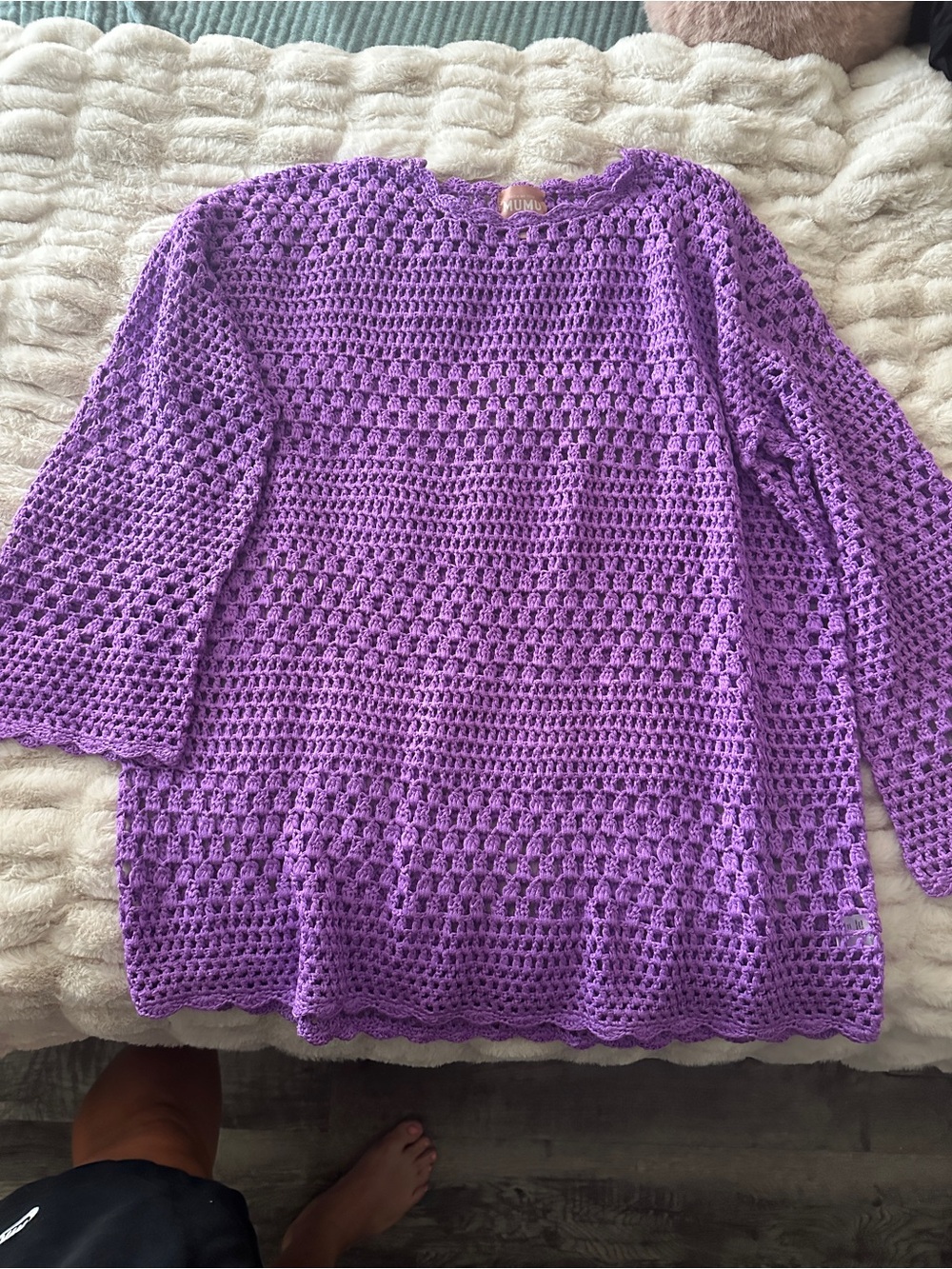 Show Ne Your Mumu Crocheted purple Pullover Sweater